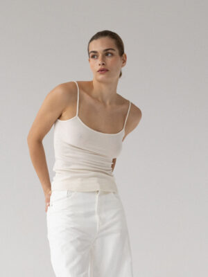 koszulka na cienkich ramiączkach RIBE ecru