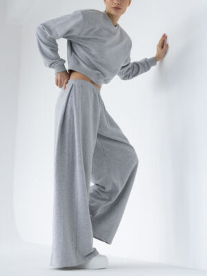 spodnie dresowe typu wide leg LE PUMP grey