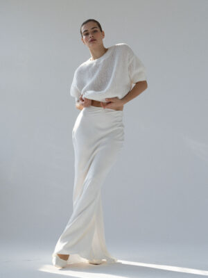 długa spódnica satynowa TALI off-white