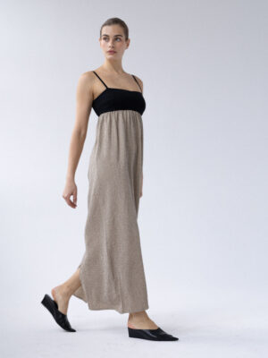 długa sukienka DIJAO chequered beige/black