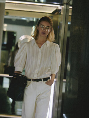 koszula z krótkimi bufiastymi rękawami OLIME off-white