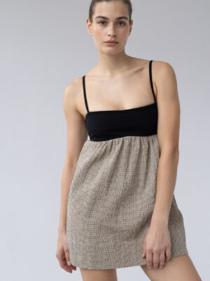 krótka sukienka DIJAO chequered beige/black