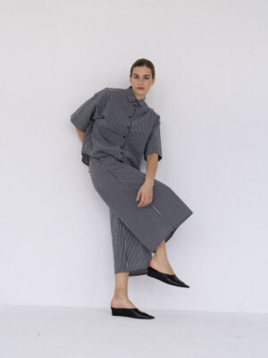 bawełniana koszula z krótkim rękawem ELEO striped black/off-white
