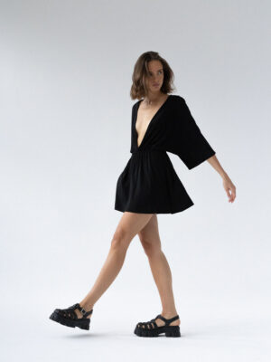 krótka sukienka typu kimono DUE black